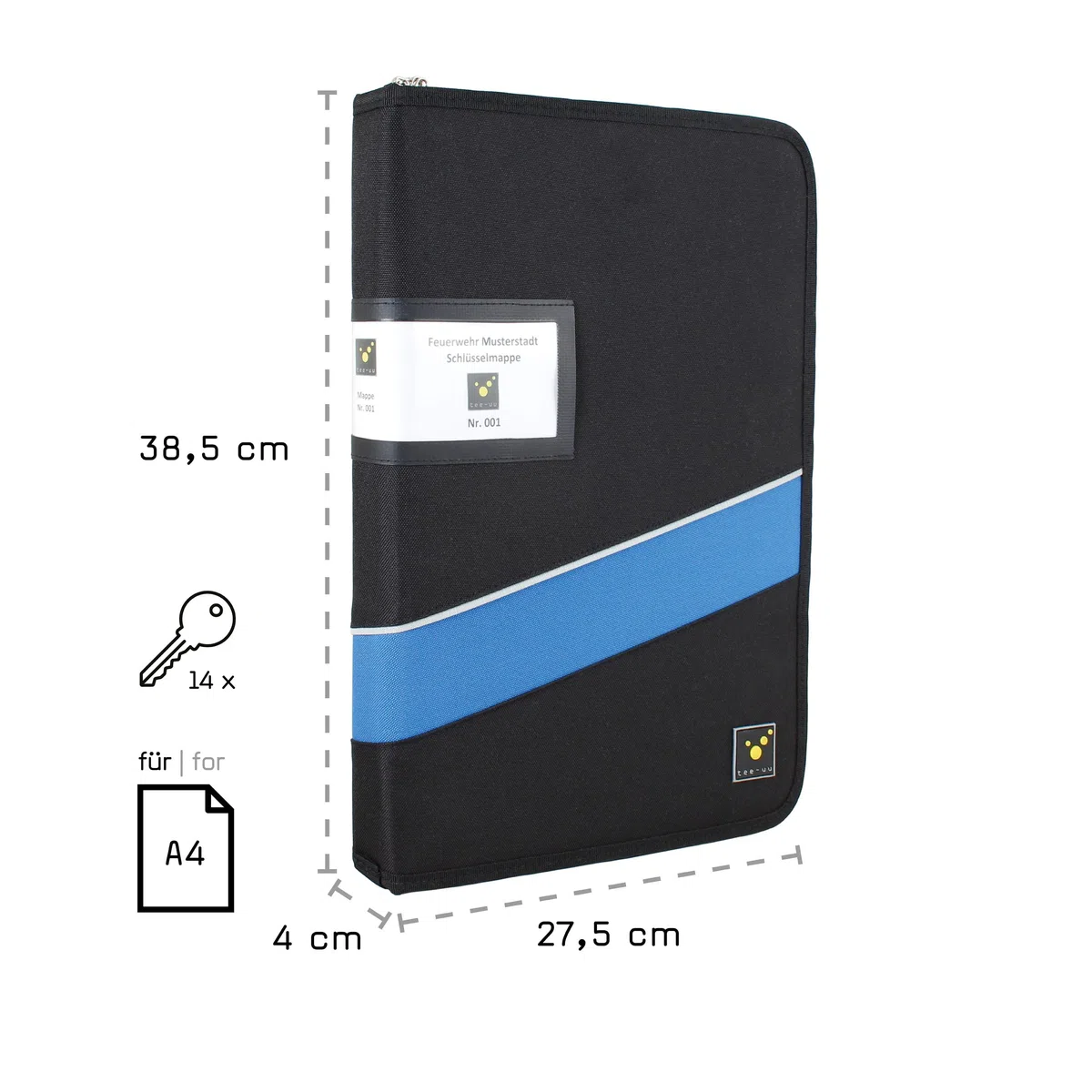 tee-uu KEYSTUFF XL - Carpeta organizadora para llaves (14 llaves, tablero extraíble)