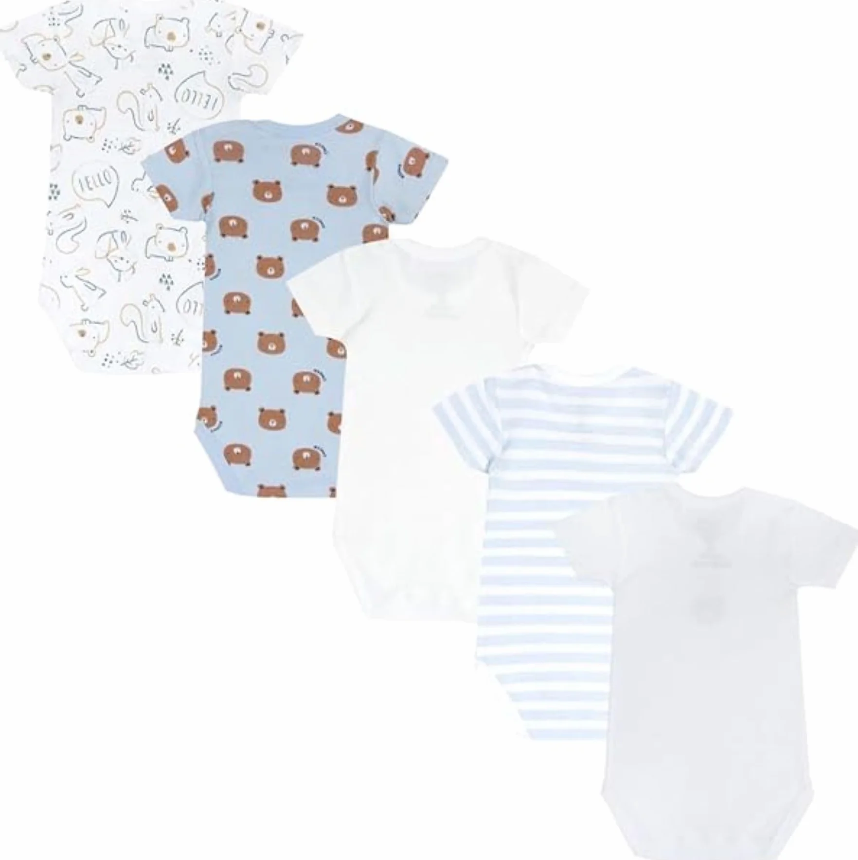 Chicco, Body Bebé Niño, Set de 5 Body con Mangas Cortas en 100% Algodón, Ropa Niño 0-24 Meses, Designed in Italy