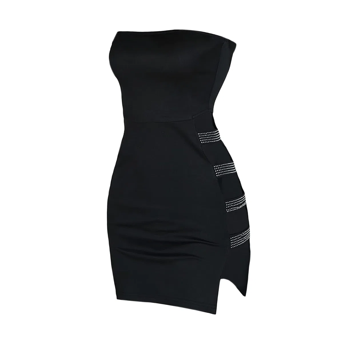 Vestido Corto Sexy sin Manga Mini Vestido Ajustado de Hombro Abierto Vestido Delgado de Verano para Mujer Vestido sin Tirantes para Fiesta Club Noche