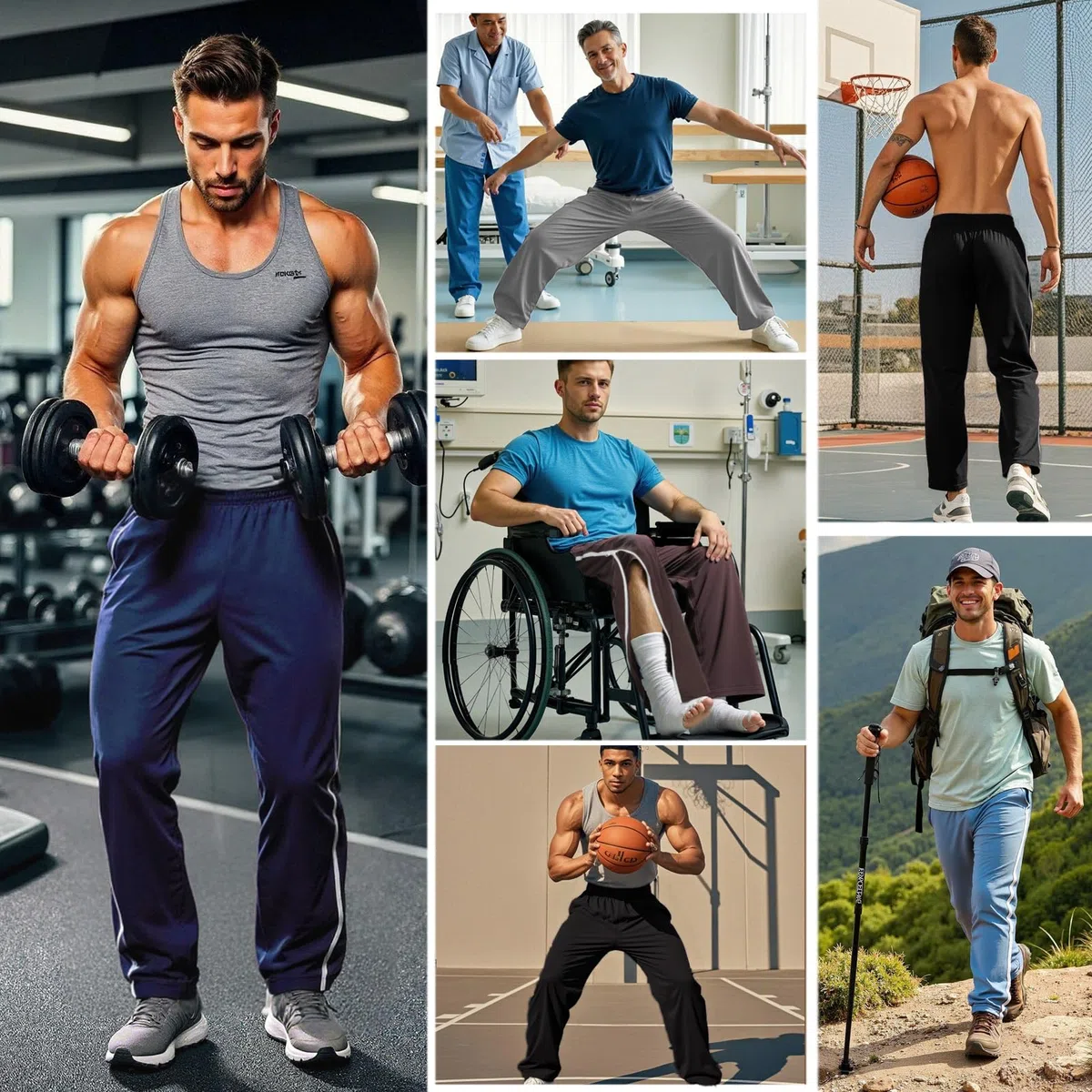 Pantalones de Chándal para Hombre Pantalones Deportivos Jogging Entrenamiento de Ocio con Cremallera Completa Pantalón de Rehabilitación Ropa Deportiva con Bolsillos