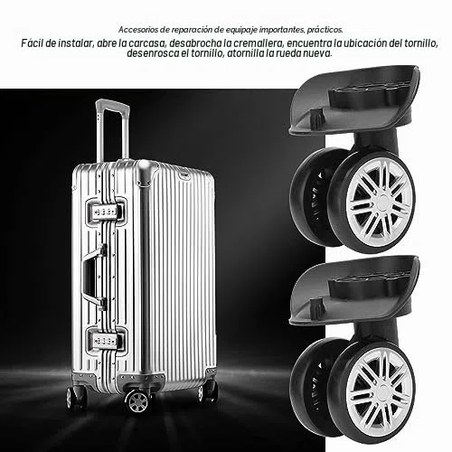 Ruedas de Maleta, Gran Rueda Doble, Silenciosa y Resistente, Caja de Código, Resistente al Agua y Fácil de Usar para Viajes, Camping, Traslados de Oficina y Familia