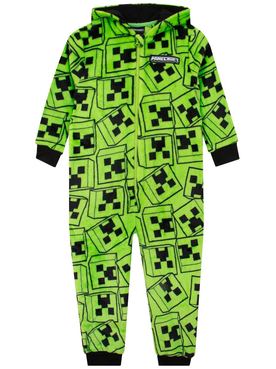 Minecraft Pijama Mono, Pijama Niño Creeper, Pijamas Invierno Niño Polar