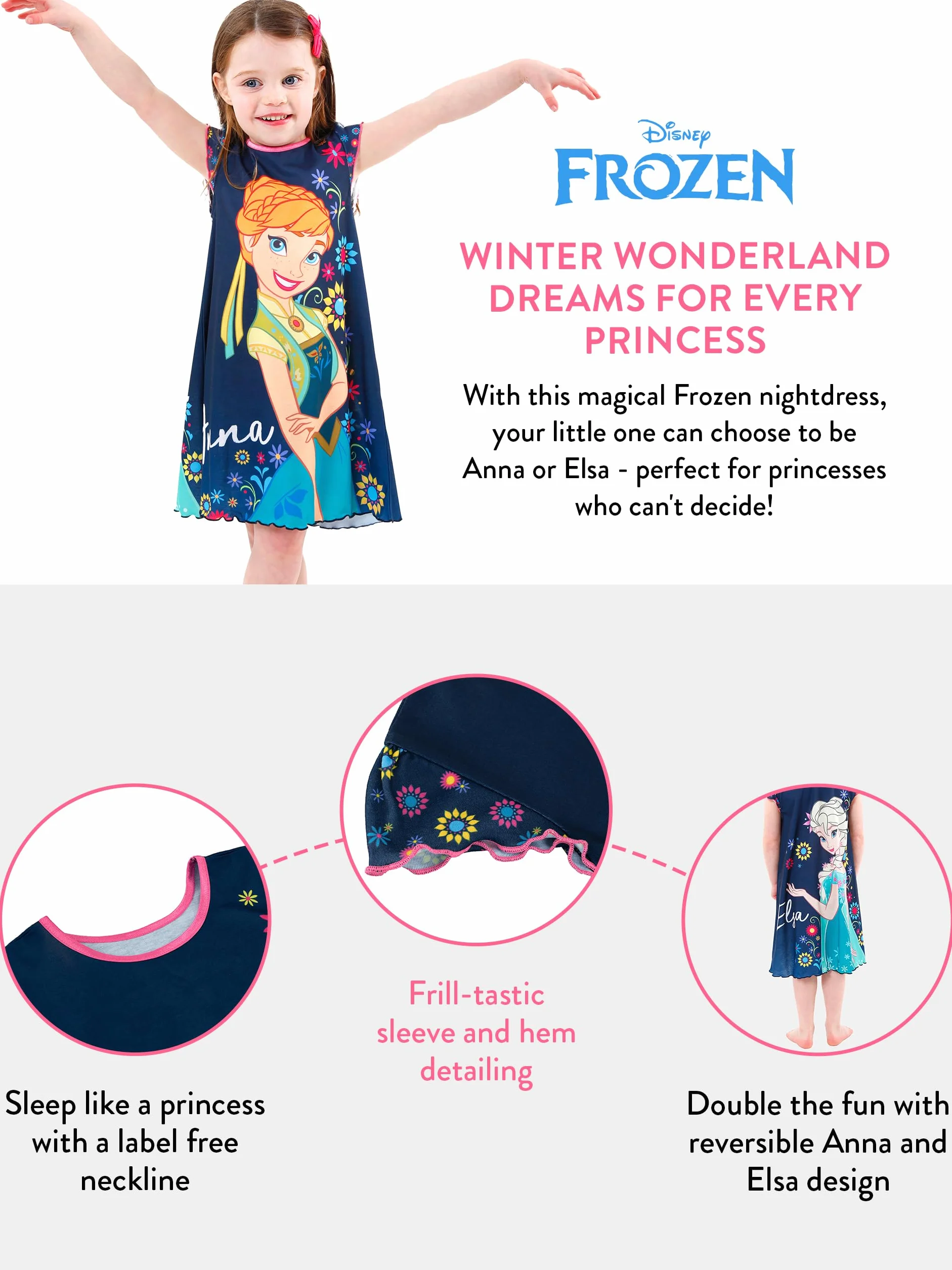 Disney Camisón para niñas Frozen El Reino del Hielo Princesa Elsa y Anna