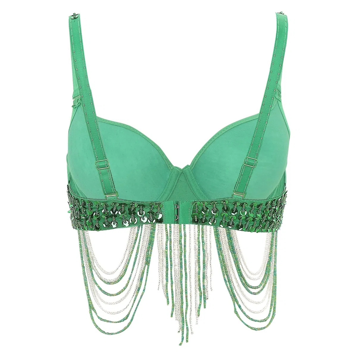 Push up Corsé Bustier Crop Top Top de danza del vientre for mujer, corsé brillante, top corto con flecos, lentejuelas y diamantes de imitación, sujetador de discoteca con tirantes finos, bustier con a