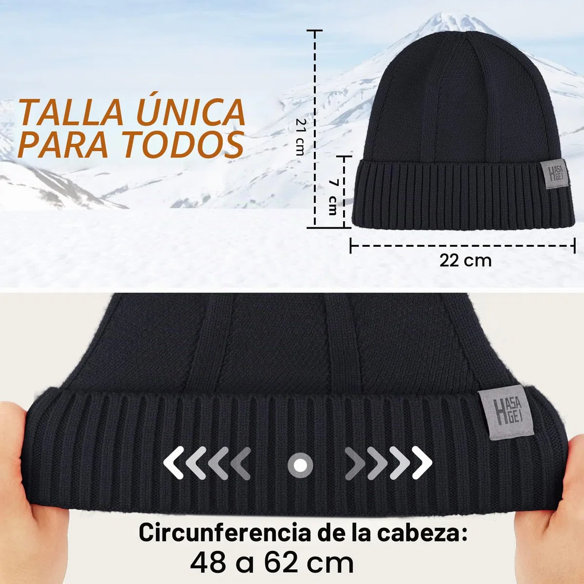 HASAGEI Gorros de Punto, Gorro Beanie para Hombre y Mujer, Diseño Clásico Moderno y Suave y Elástico, Unisex