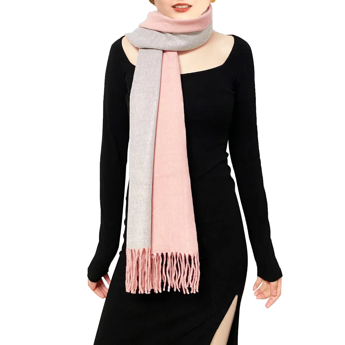 ehsbuy Bufanda de cachemira para mujer, mantones y envolturas de pashmina suaves, reversibles, largas, grandes, cálidas, gruesas, bufandas con borla para bodas, regalos de mujer