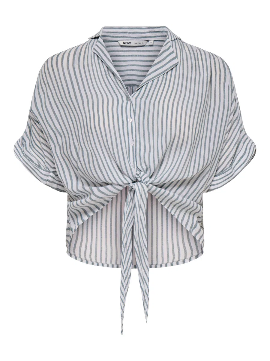 Only Onlpaula Life S/S Tie Shirt Wvn Noos Camisa Femenina Corta Detalle Nudo Mujer (Pack de 1)
