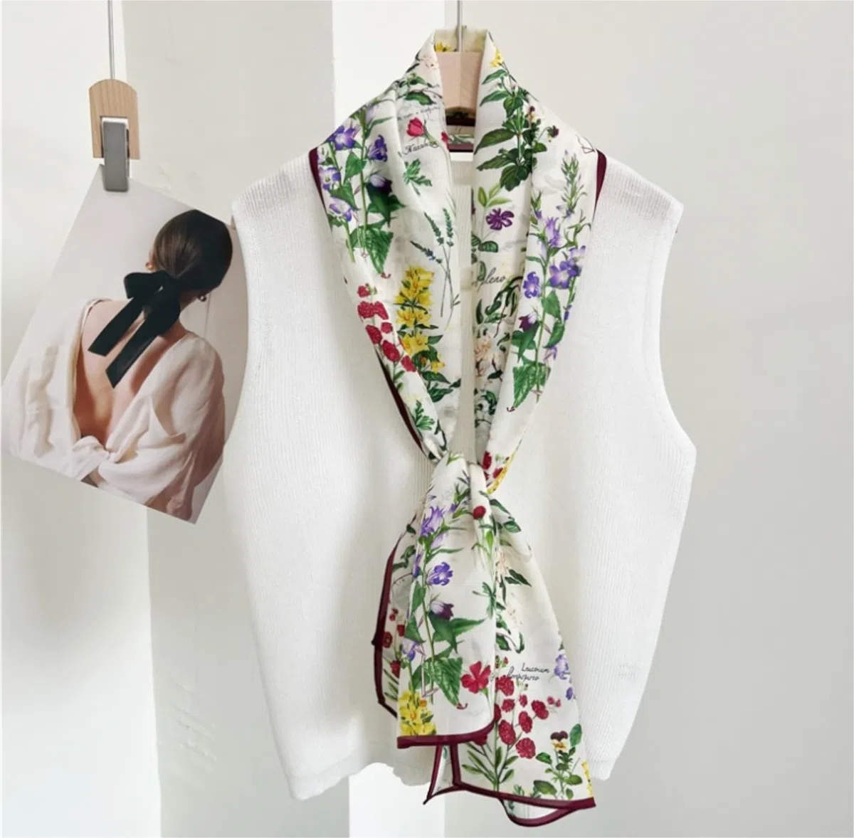 Bufanda Versátil Bufandas De Seda Morera para Mujer Bufanda Satén con Estampado Floral Envolturas para El Cabello Mantón Pañuelo Suaves