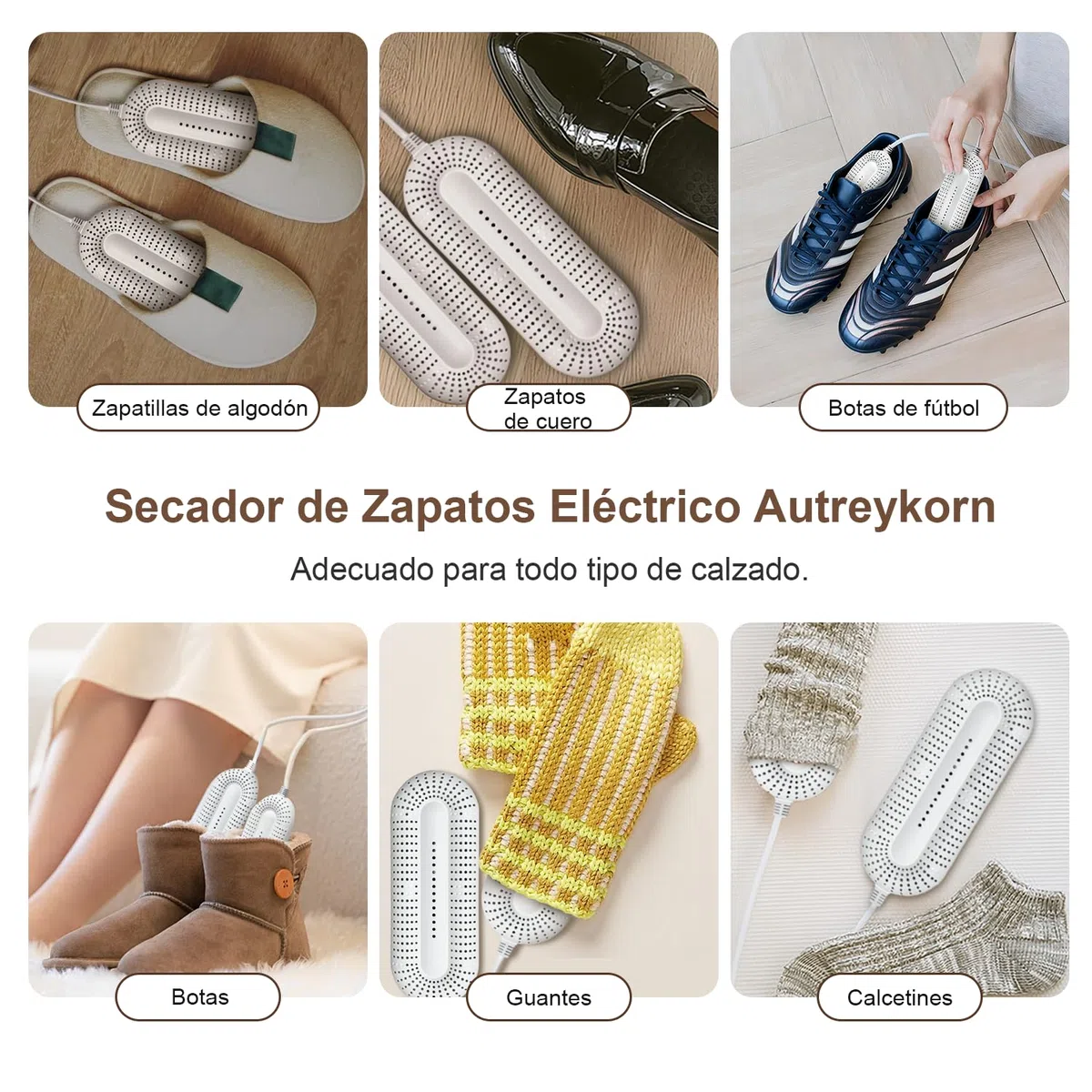 Secador de Zapatos Eléctrico, Elimina Malos Olores, Seca Zapatos y Botas, Apagado Automático con Temporizador, Ideal para Zapatos, Botas, Calcetines - Blanco
