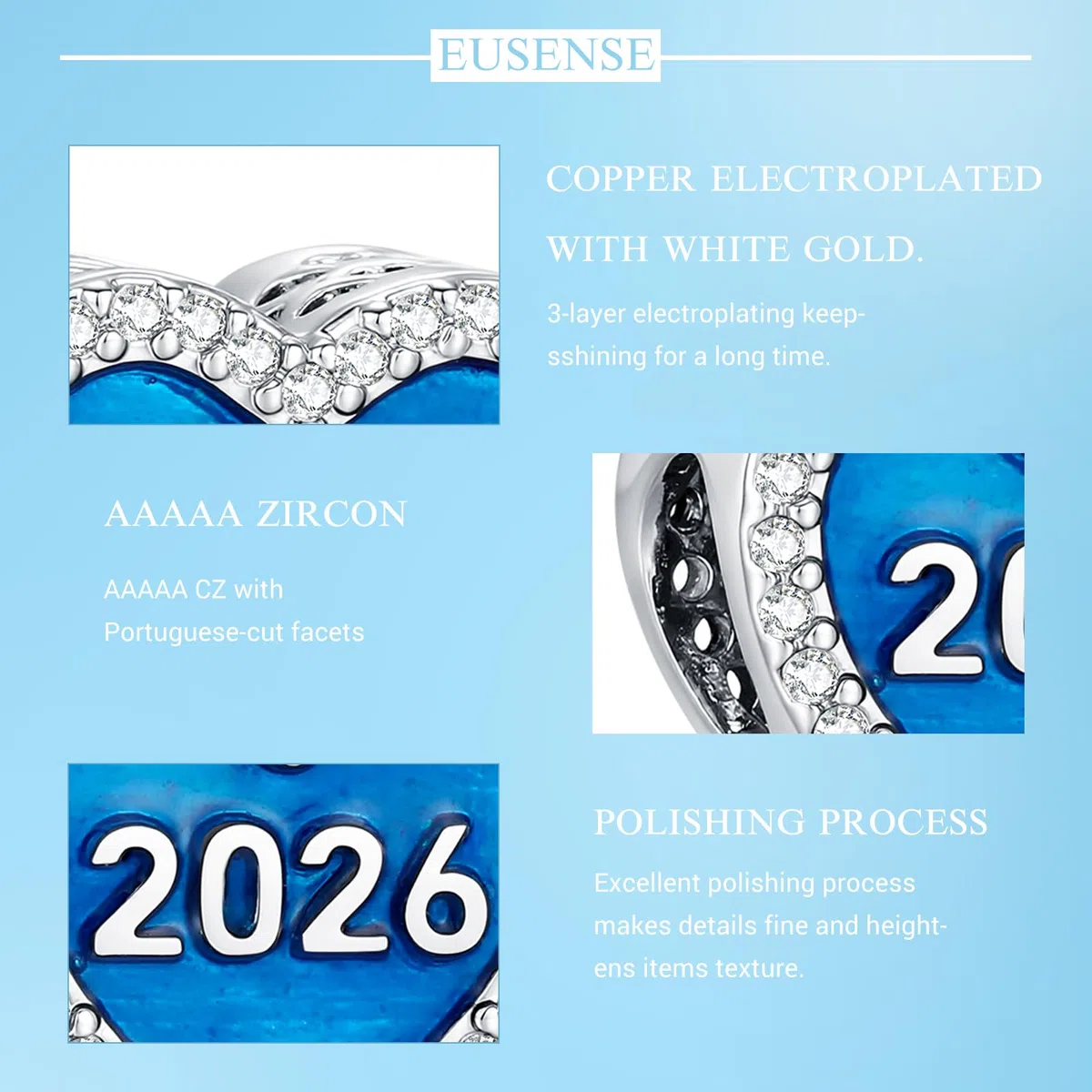 Eusense Cuentas Charm Compatibles con la Pulsera y el Colgante para Collar Europeos de Pandora