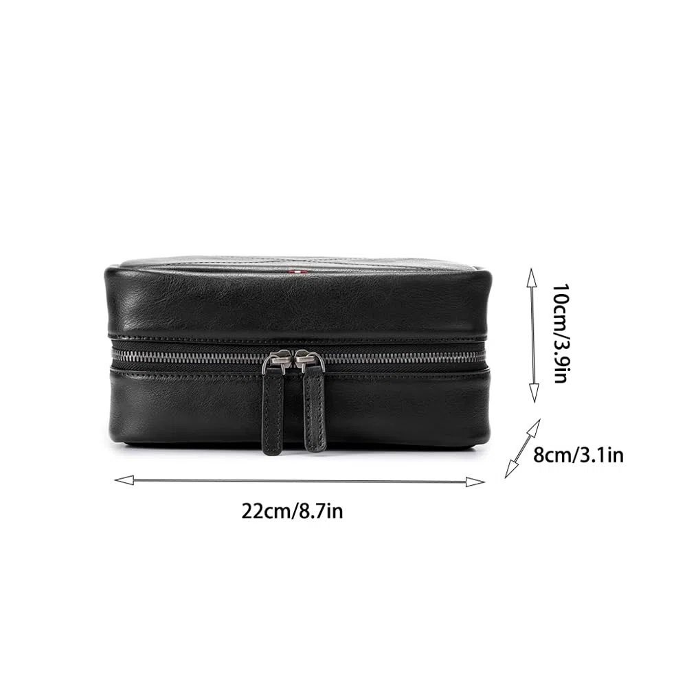 Neceser de Cuero for Hombre, Kit de Viaje y Organizador de higiene, Neceser de Viaje for Hombre(Black)