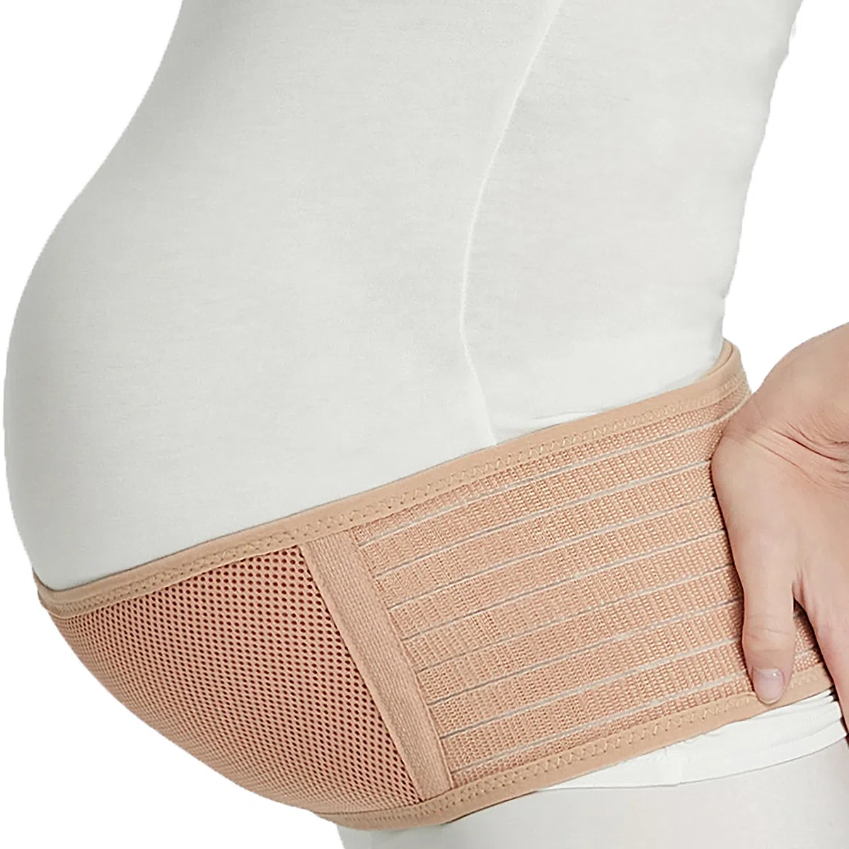 NEOtech Care Cinturón de Maternidad Ajustable - Faja Abdominal Ligera y Transpirable para Embarazadas (Beige, Talla normal)