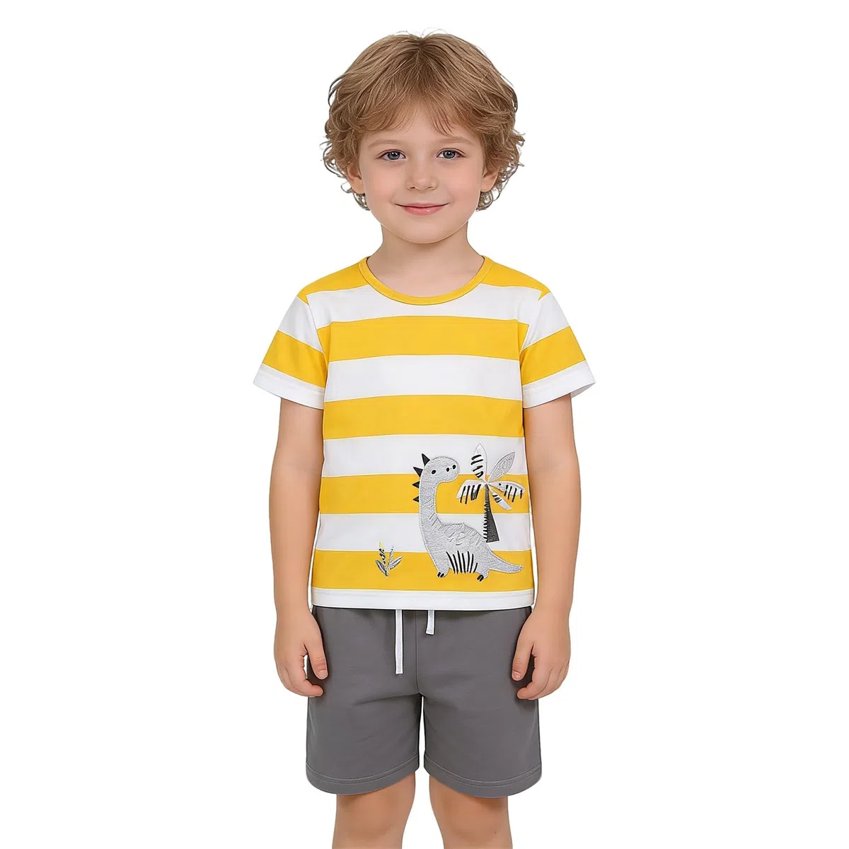amropi Conjunto de 2 piezas de camisetas y pantalones cortos de manga corta con estampado animal para niños de 1 a 7 años