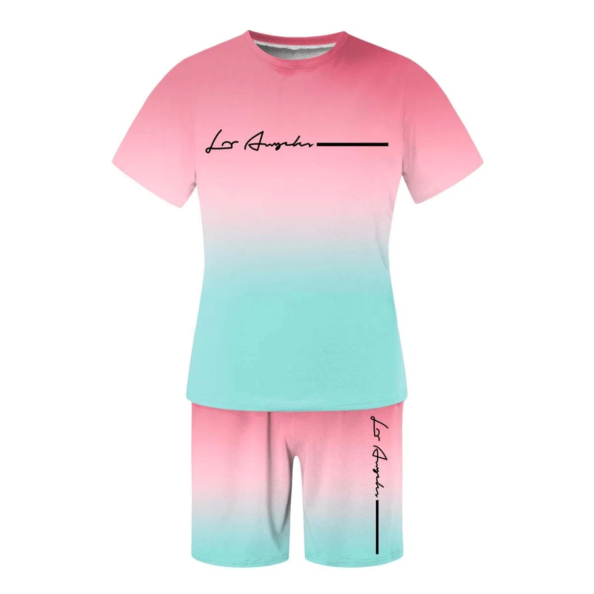 Chandal Hombre Completo Algodon, Conjunto Hombre Corto de Verano, Traje Masculino de Verano Moderno Camiseta Degradada y Pantalones Cortos para Estilo Casual Cómodo Diario Chándal Conjuntos Trajes