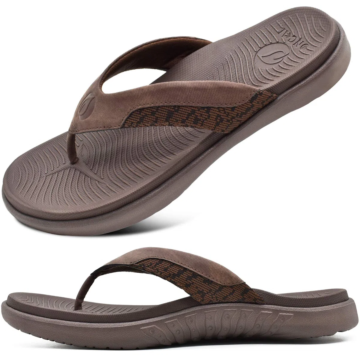 ONCAI Chanclas sandalias de cuero para hombre, sandalias con soporte para el arco, toboganes deportivos, pantuflas con suela de espuma para Yoga EU 40-49