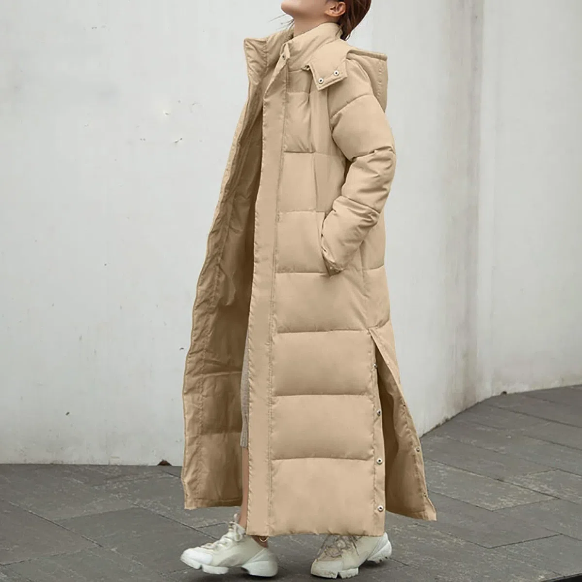Chaqueta Mujer Abrigo Entretiempo Invierno Cazadora Plumiferos，Abrigo largo informal hasta la rodilla para mujer chaqueta gruesa con capucha y corte ajustado a la
