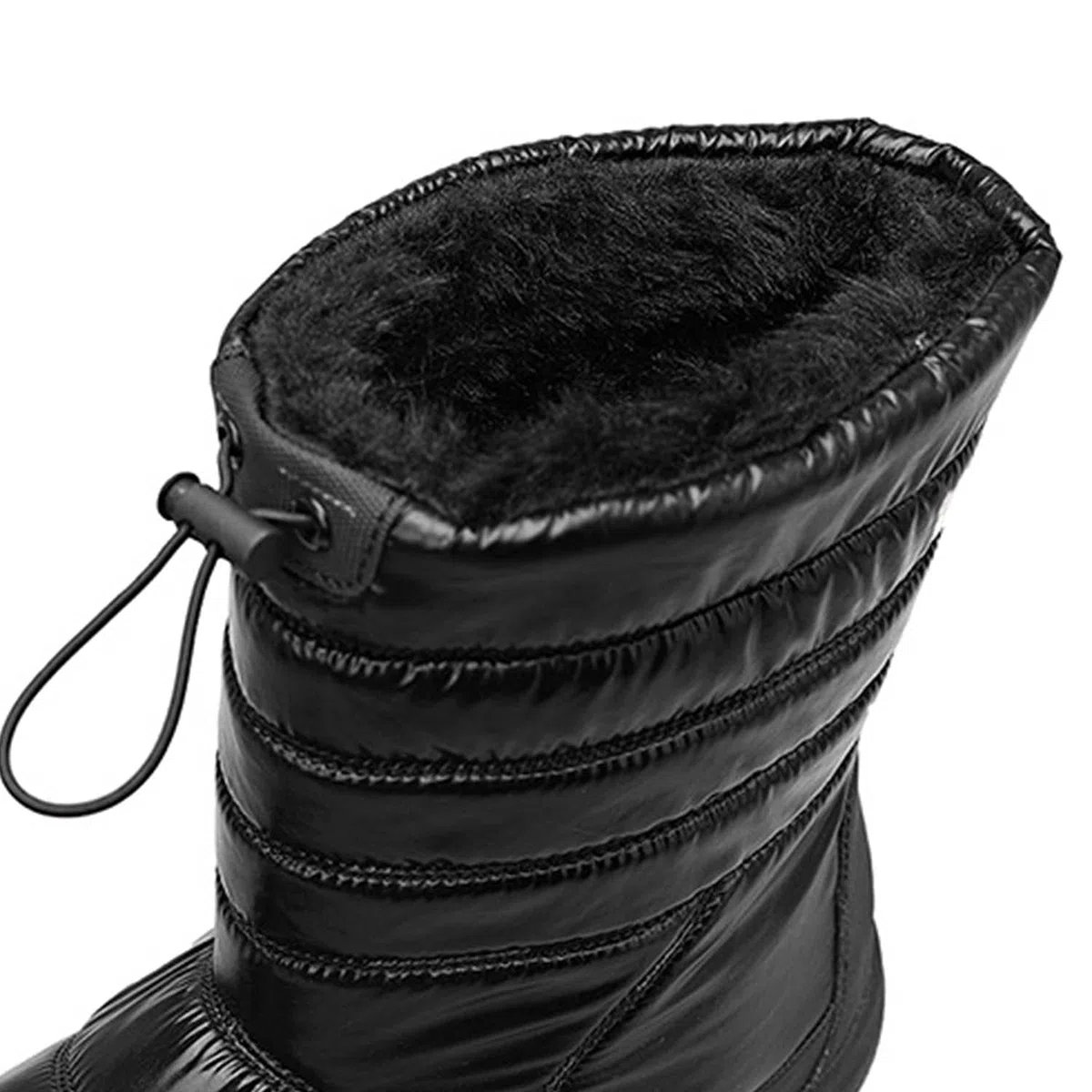 Botas de nieve para mujer invierno cálido forro de piel al aire libre sin cordones en botines impermeables zapatillas de deporte, Black, 40 EU