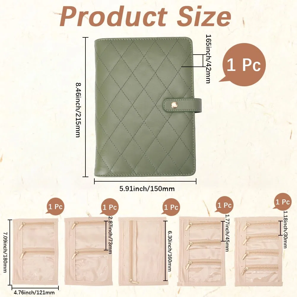 Beebeecraft Organizador de Joyas Portátil de 21.5x15x4.2cm Rectangular Verde con Cremallera Transparente Bolsa de Terciopelo para Anillos Collares Pendientes Regalo para el Día de la Madre