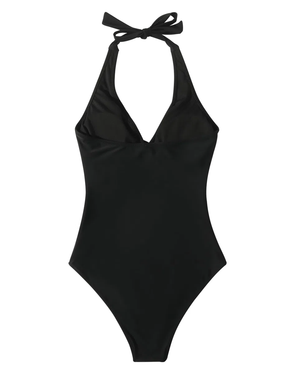 RXRXCOCO Traje de baño de una pieza para mujer, con control de abdomen, con cordón y malla halter