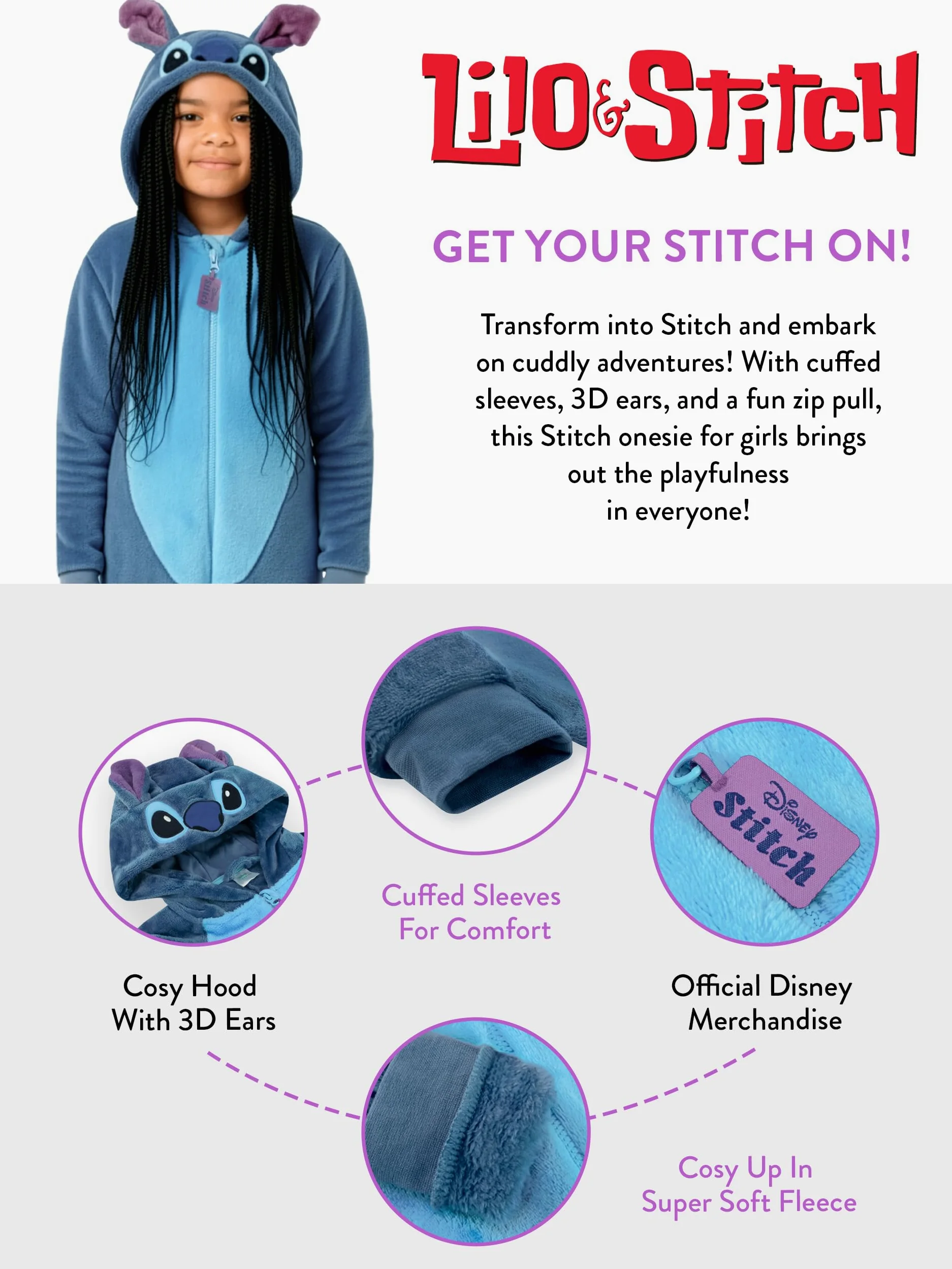Disney Onesie Stitch | Lilo y Stitch Onesie Chicas | Pijamas Niña