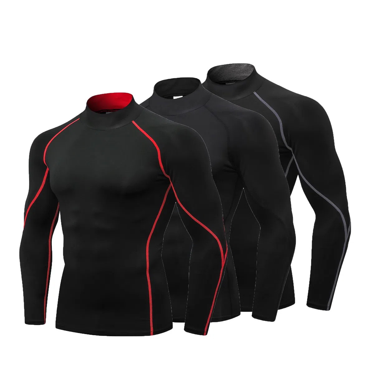 Camisas de compresión para hombre, manga larga, secado rápido, para entrenamiento, correr, deportes, capa base de compresión para hombre