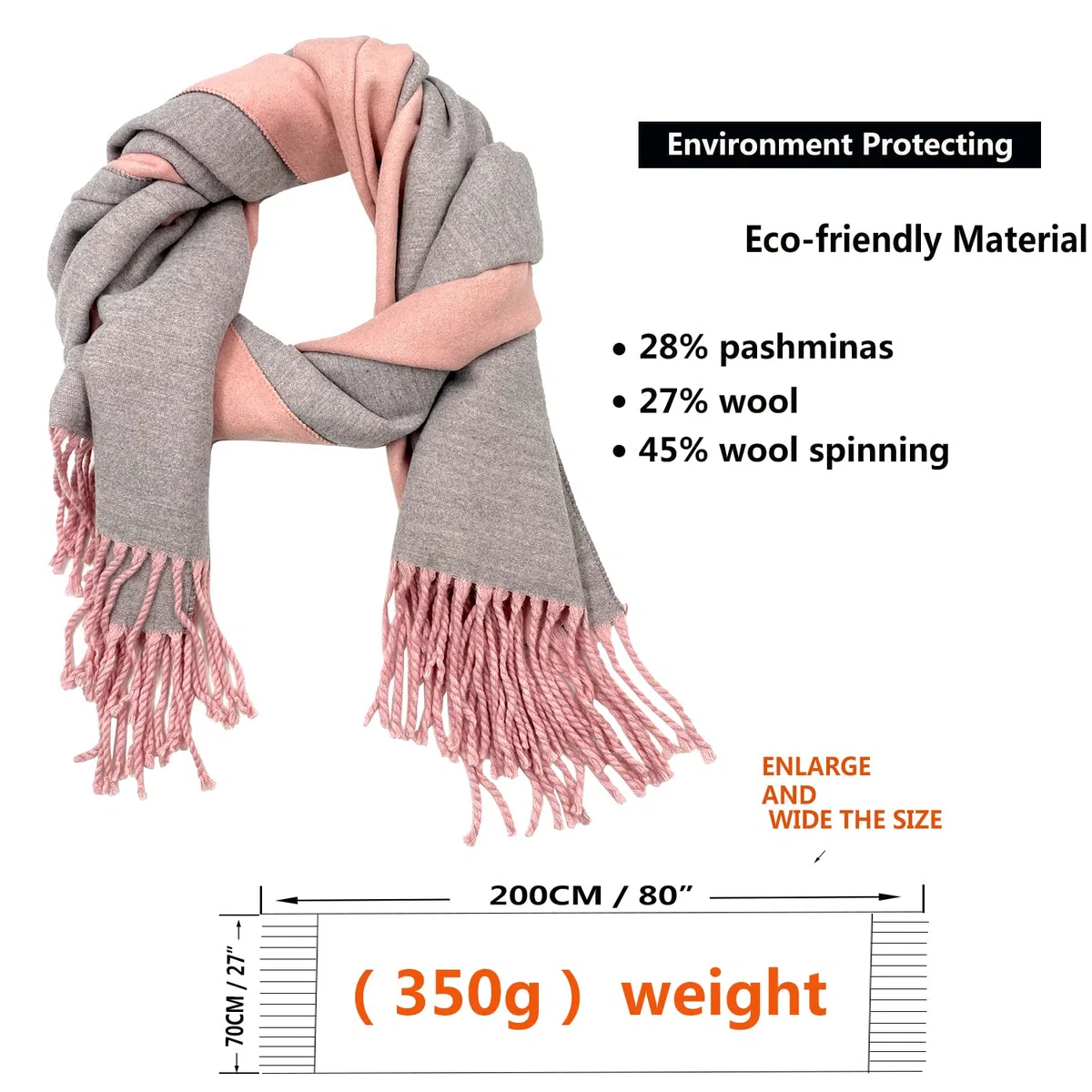 ehsbuy Bufanda de cachemira para mujer, mantones y envolturas de pashmina suaves, reversibles, largas, grandes, cálidas, gruesas, bufandas con borla para bodas, regalos de mujer