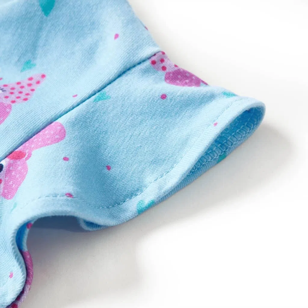 Vestido infantil niña azul verano sin mangas, algodón, volantes, botones, estampado de corazón y mariposa, adecuado para guardería, fiesta, cumpleaños, vacaciones, cómodo, transpirable