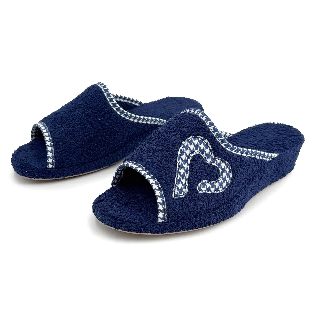 JOMIX Zapatillas Rizo Toalla Abierta Mujer Casa Chanclas Verano Cuña Baja Cómodas con Corazones para Señora Suela de Corcho Suave Ligeras