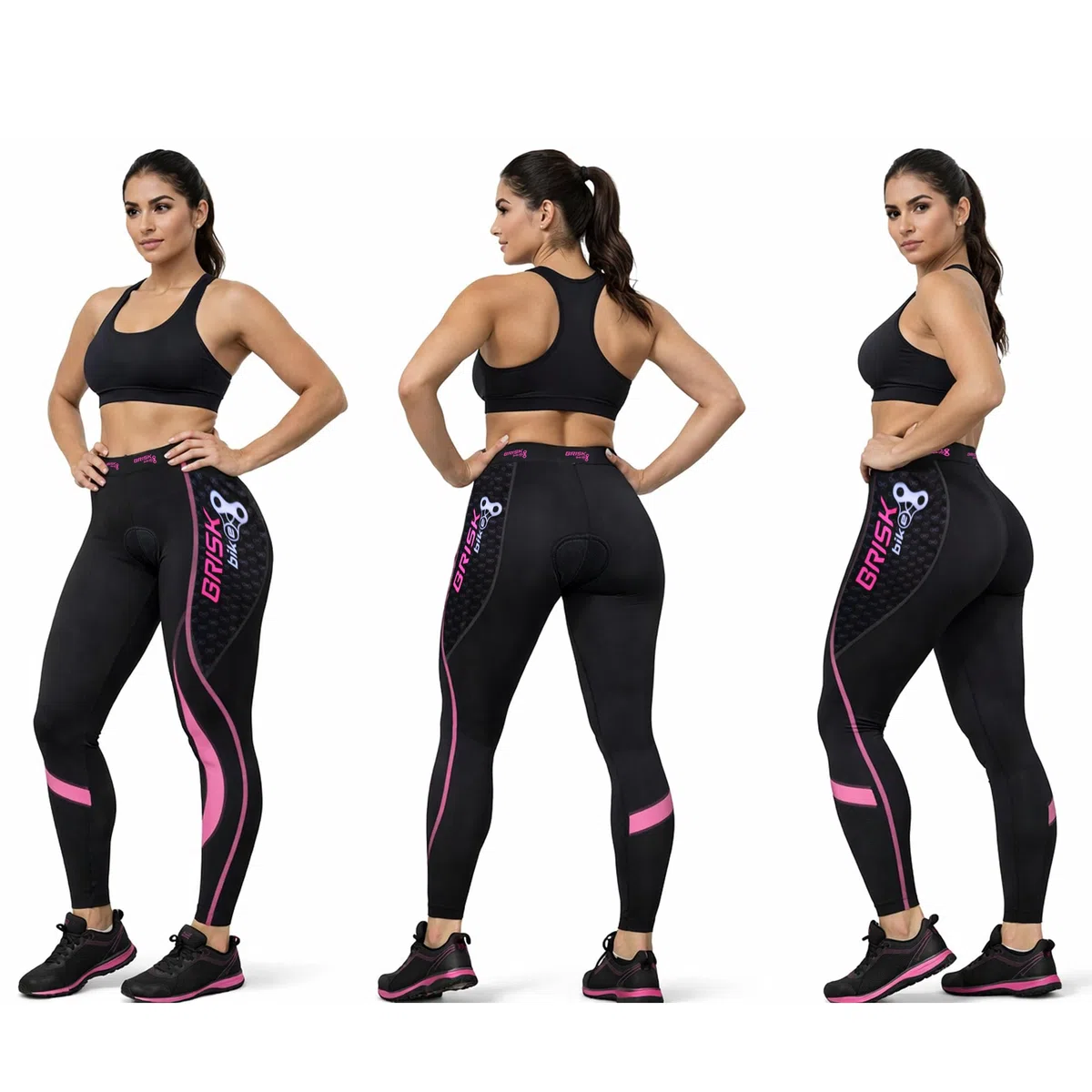 Brisk Bike Pantalones de Ciclismo Mujer Elástico Coolmax Acolchado Mallas Ciclista Mujer con Cremalleras Reflectantes Mallas térmicas