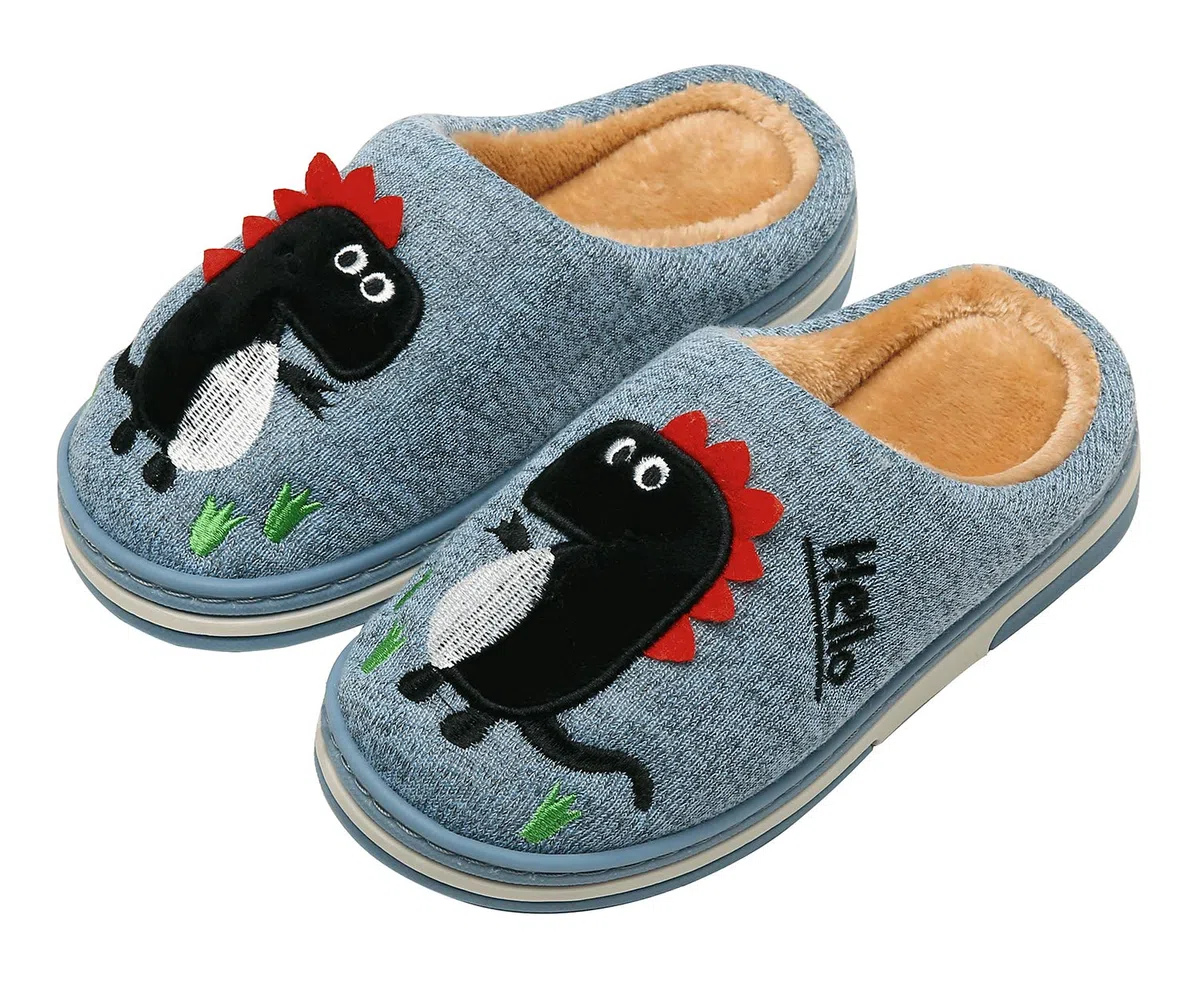 INMINPIN Zapatillas de Estar por Casa para Niñas Niños Caliente Pelusa Pantuflas de Invierno Lindo Zapatos Interior de Algodón con Dinosaurio de Dibujos Animados