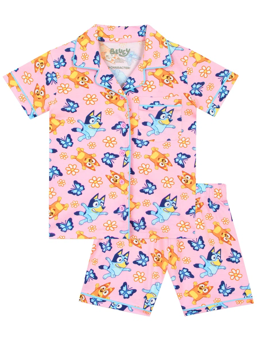 Bluey Pijama Pijama Niña De Botones | Pijamas De Verano Manga Corta para Niñas