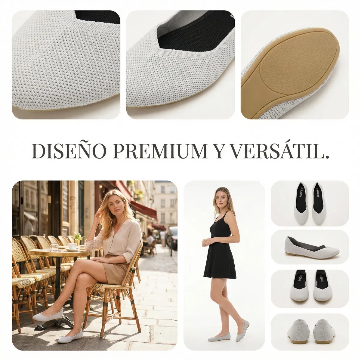 GLAMORA Bailarinas Mujer Punta Fina Manoletinas Punto Zapatos Planos Slip On Calzado Transpirable Ligero Ballet Flats Cómodos Tejido Flexible Primavera Verano