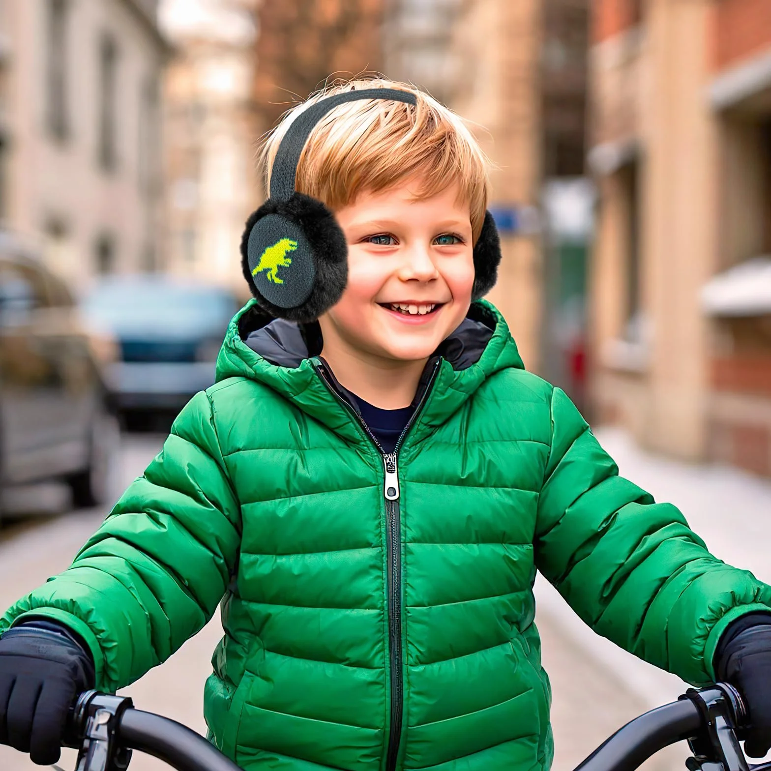 Orejeras Infantiles, Dinosaurio Suave Orejeras de Invierno Ajustables Orejeras de Felpa Cálido para Niños Actividades Aire Libre en Invierno