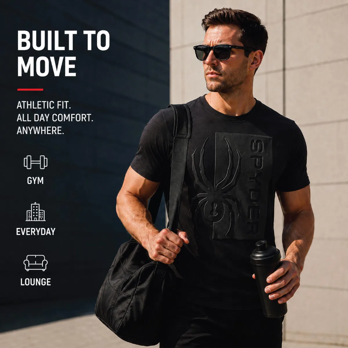 Spyder M Spydr SS tee Shirt Camiseta Hombre (Pack de 1) | Sudadera suave para la calle, comodidad casual diaria para fines de semana, descanso y uso diario