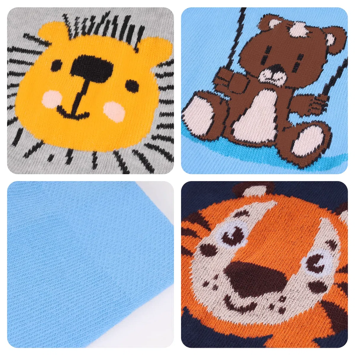 L&K-II Pack de 3 medias para gatear para bebé, niña, niño, con suela de ABS, antideslizantes, diseño de león 2731