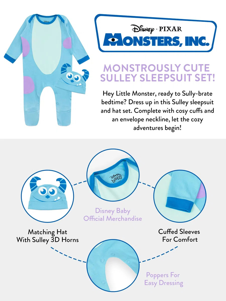 Disney Monstruos S.A Traje De Dormir Con sombrero | Monsturous Sa Pijama Para Bebé | Sulley Bodies Bebe