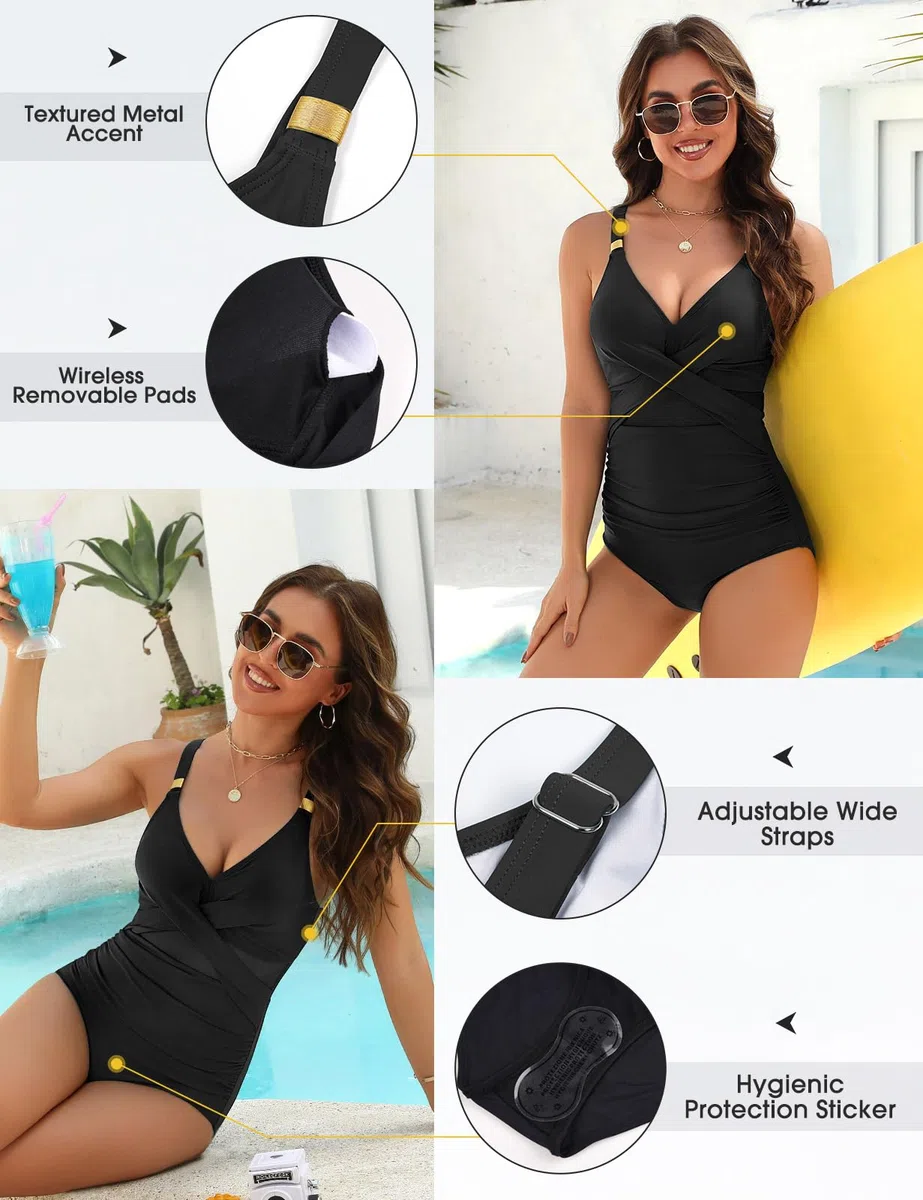 Svanco Bañador Mujer Reductor Barriga Traje de Baño Mujer Una Pieza Vientre Plano Recorte Sexy de Malla