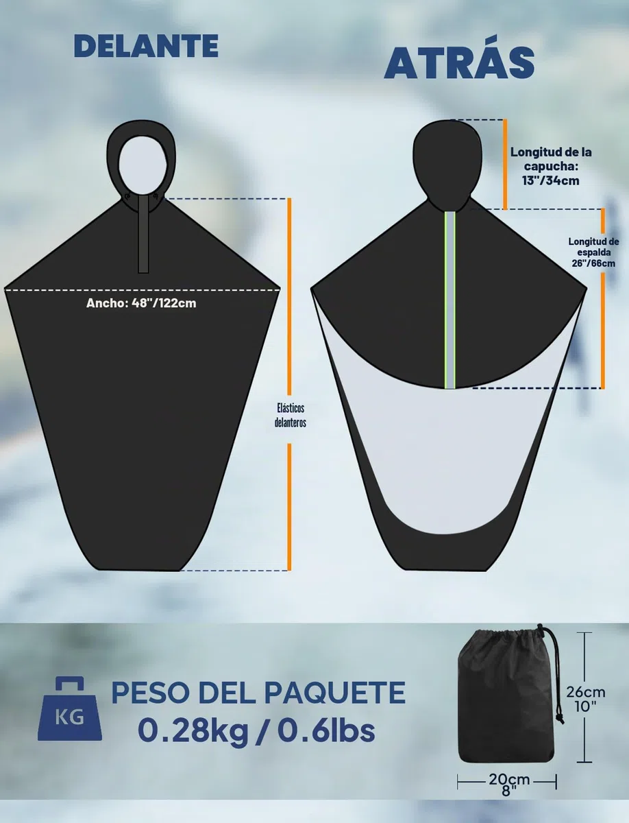 ANYOO Funda Impermeable para Poncho para Silla de ruedas, Poncho Ligero para Lluvia, Capa Protectora con Elásticos que Proporciona Protección seca para Sillas de ruedas, Talla única