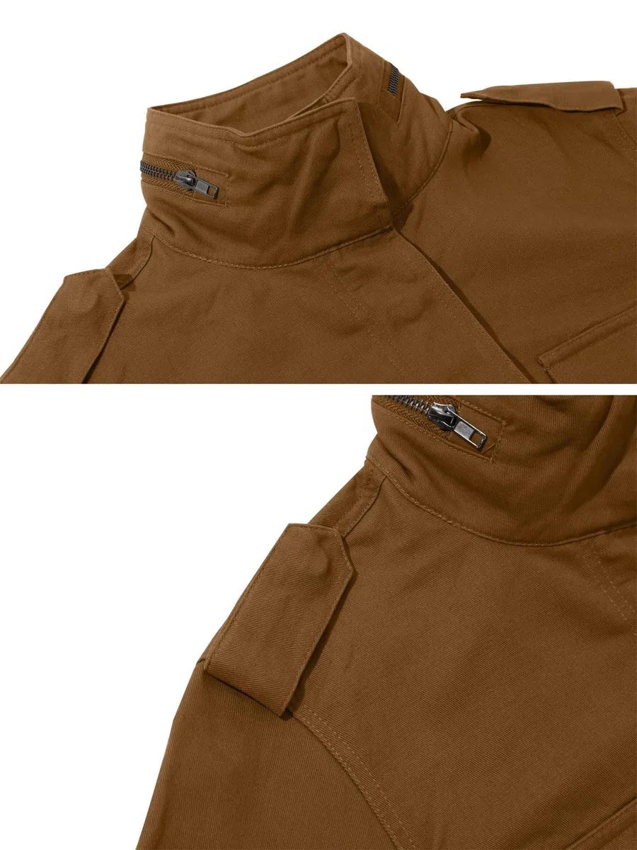 Generisch Chaqueta militar anorak para mujer, ligera, informal, con cremallera, botones de presión, abrigos de carga con bolsillo, chaqueta vaquera para mujer