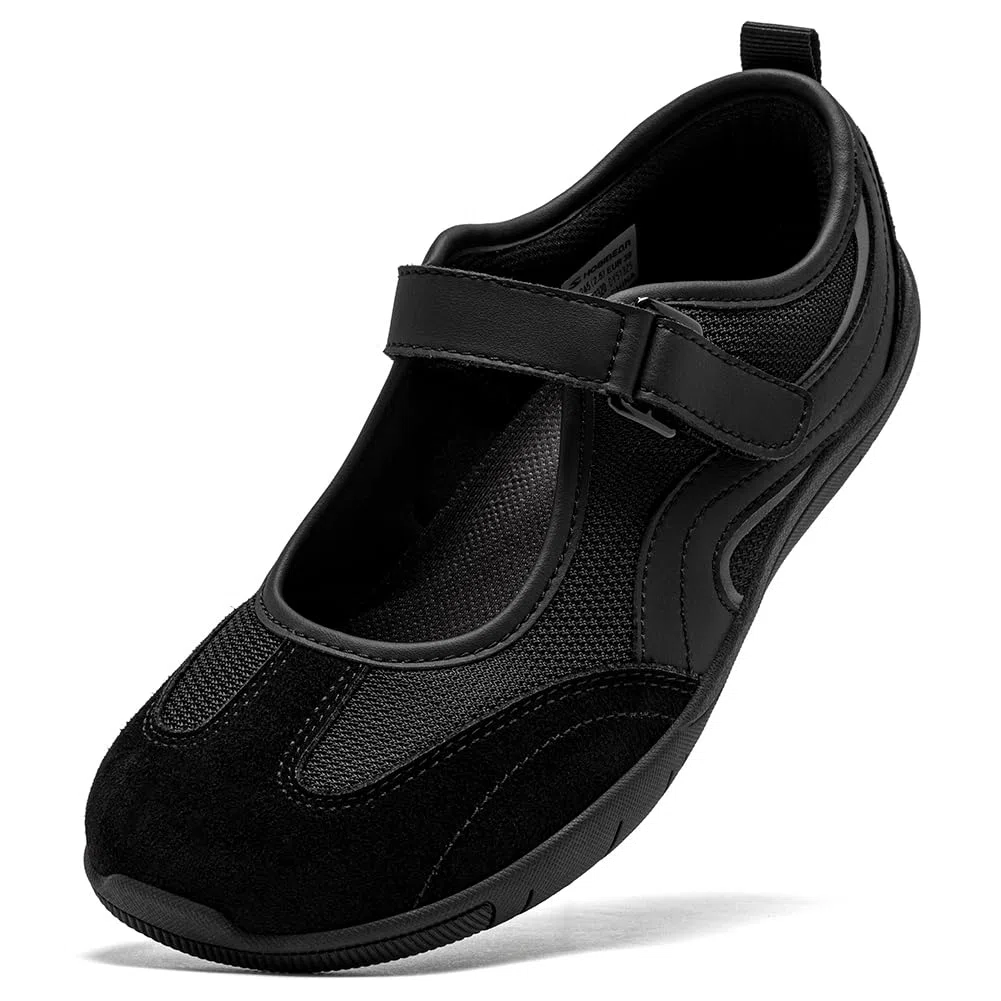 HOBIBEAR Zapatos planos Mary Jane para mujer, zapatos planos con puntera ancha, cómodos para caminar