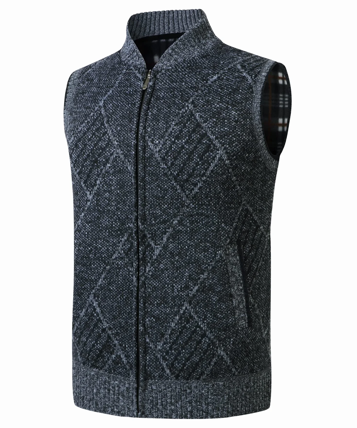 Hombre Cárdigan Sin Mangas Chaleco de Punto Otoño Invierno Cálido Suéter con Forro Polar Clásico Caballero Jersey Chaqueta Prendas de Punto Pullover Elegante