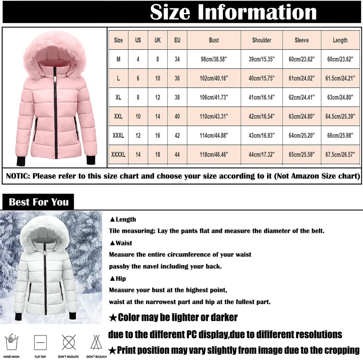 Abrigo De Invierno Cálido con Capucha para Mujer, Chaqueta Acolchada Gruesa, Algodon Capucha, Exterior Felpa Cintura, Esqu?Y