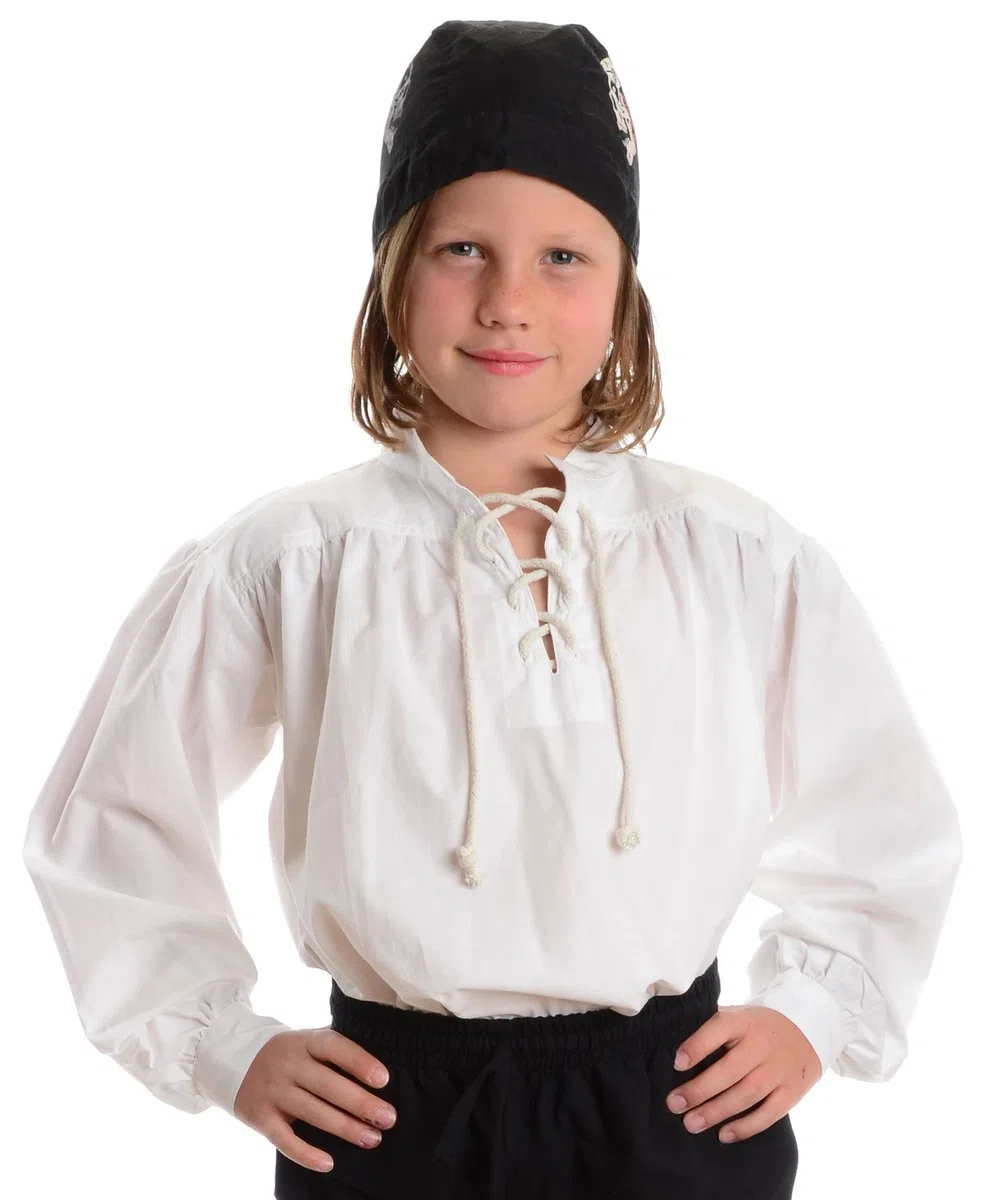 HEMAD Camisa pirata para niños - Algodón claro - S - XXXL Blanco