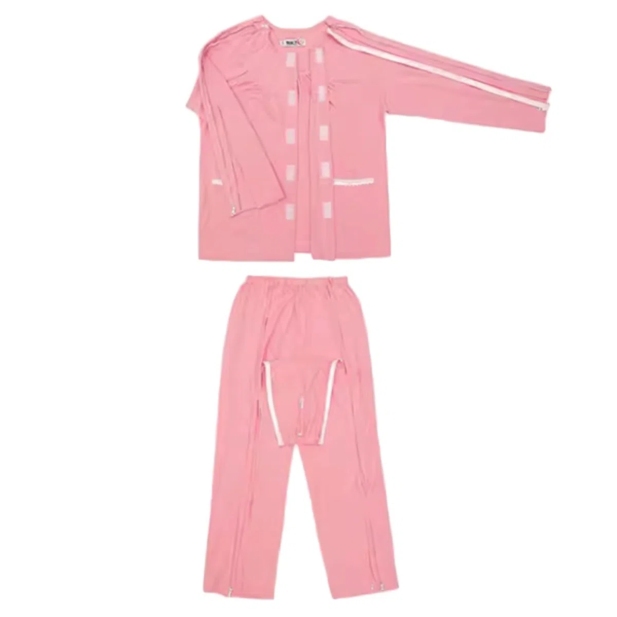 Pijama de algodón con cremallera for pacientes postrados en cama, ropa recuperación quirúrgica espalda abierta for el cuidado domiciliario personas mayores Exfoliantes Suaves(M)