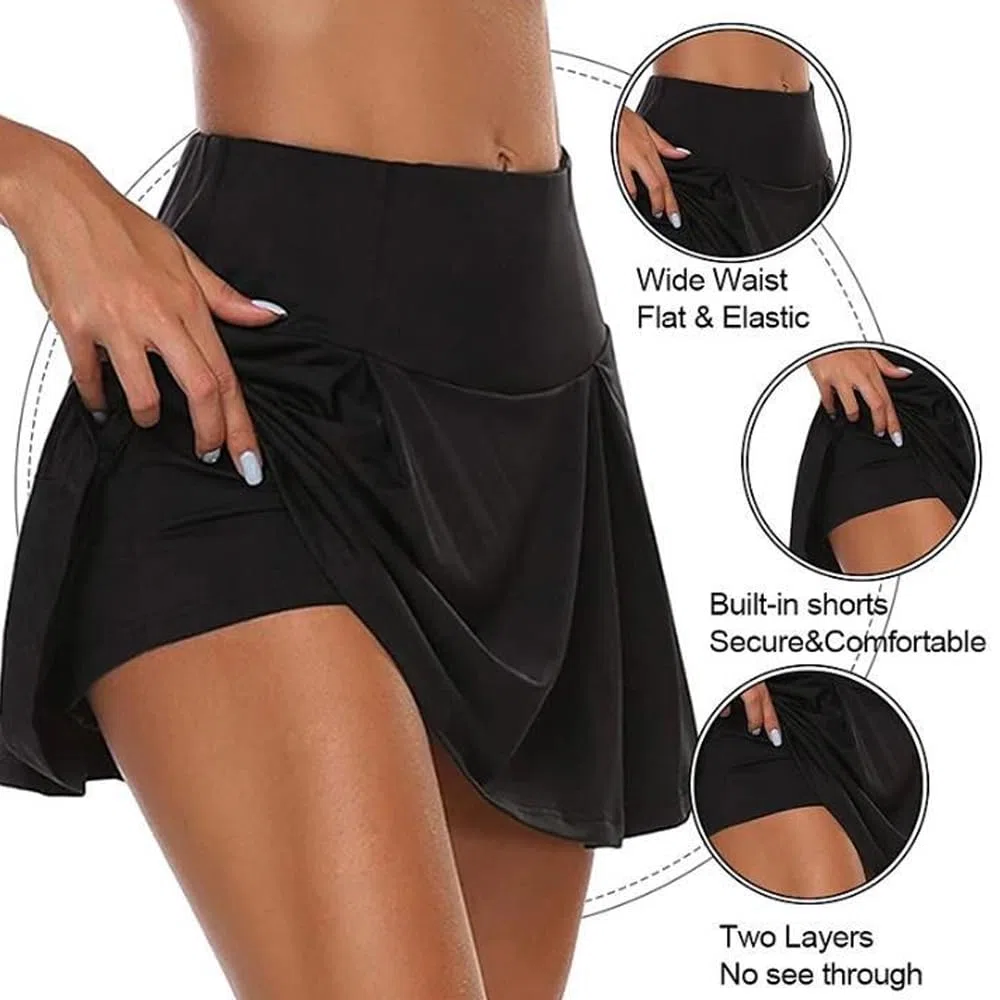 Falda Tenis Mujer Diseño de Cintura Alta Falda Pantalon Cómodo y Transpirable Falda Forma en A Alta Elasticidad Adecuado de Yoga Fitness Gym Tenis al Aire Libre