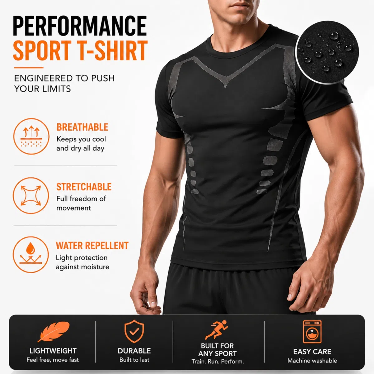 RONS Conjunto Deportivo Hombre 2 Piezas, Camiseta y Pantalón Corto, Transpirable, Secado Rápido, Gym, Crossfit, Running, Padel