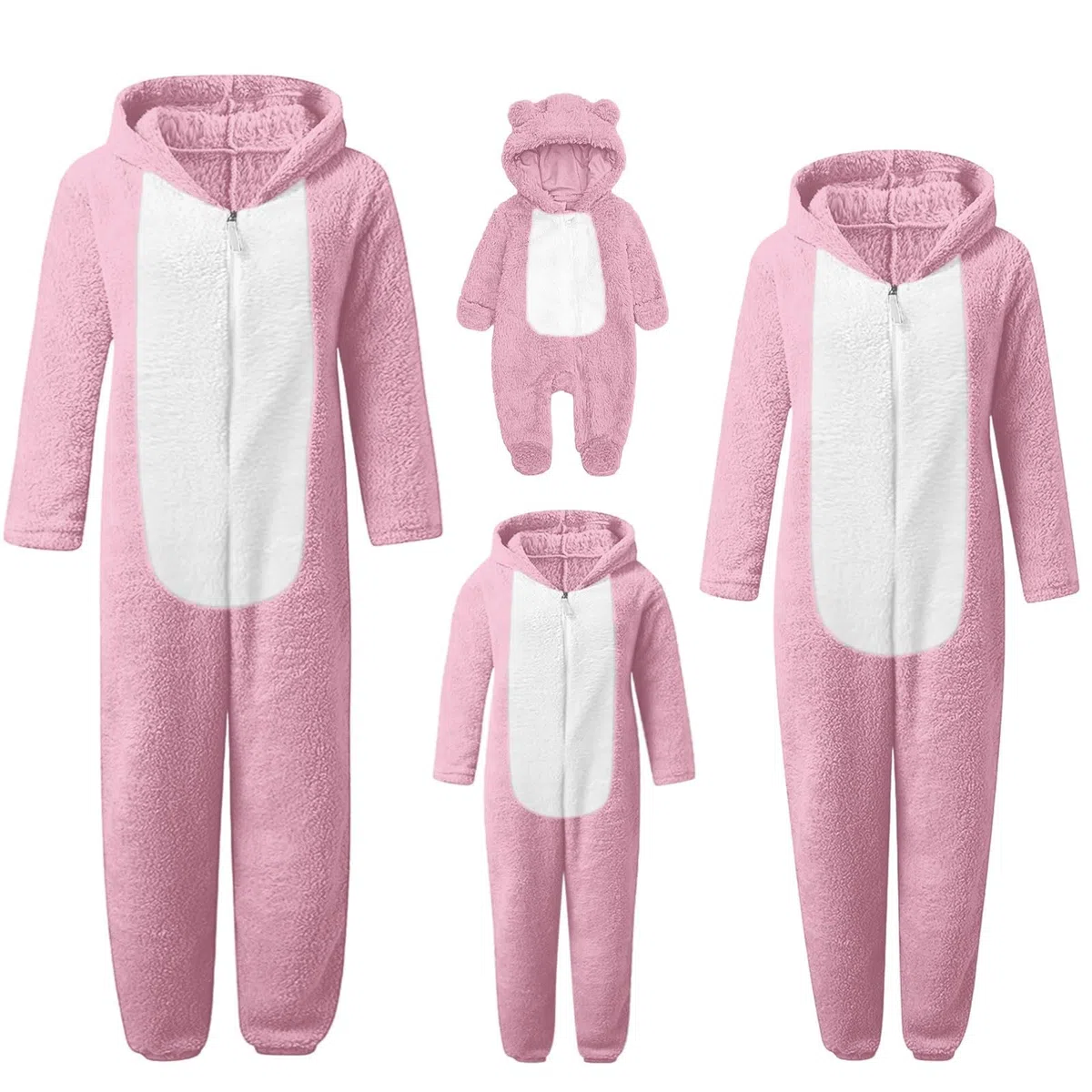 Mono de Navidad de peluche, pijama de animal con orejas de oso, capucha, disfraz de animal, para adultos, pijamas a juego, pijama familiar, pijama de una pieza, mullido, mono de forro polar
