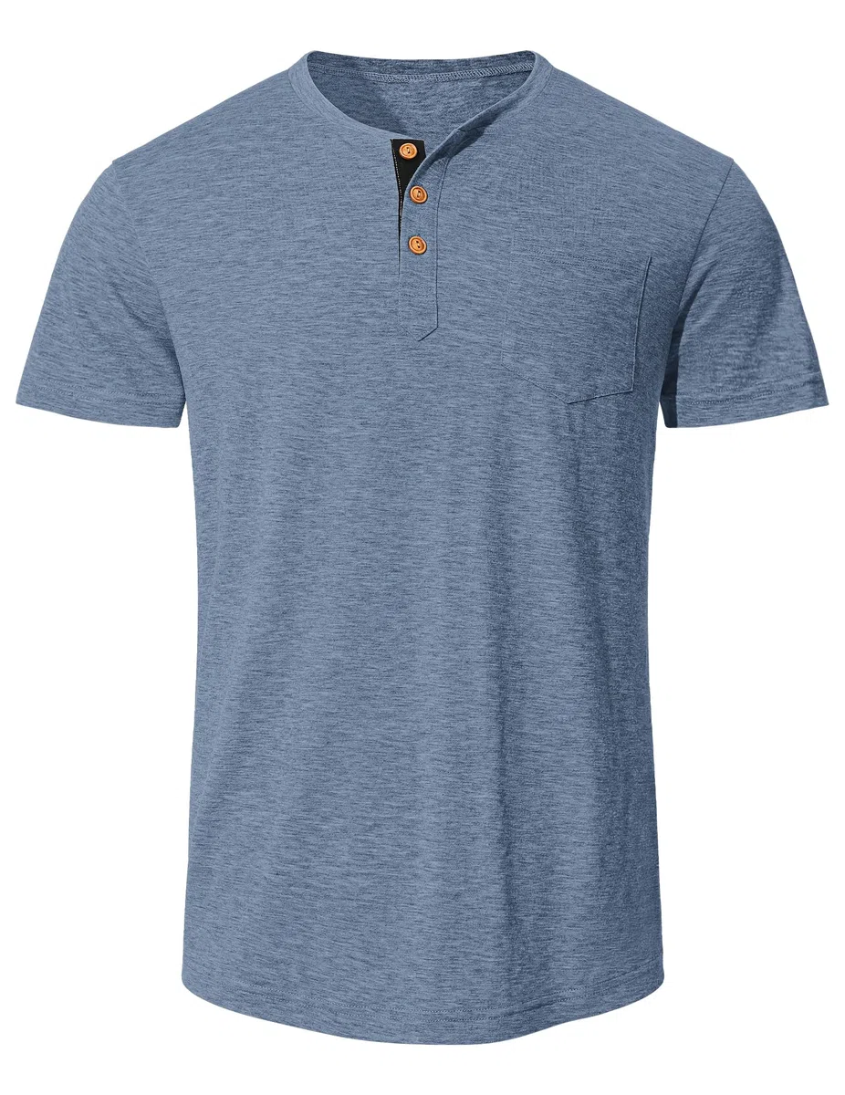 TARAINYA Camisetas Henley Hombre Algodón Manga Corta T-Shirt con Bolsillo para Verano M-4XL