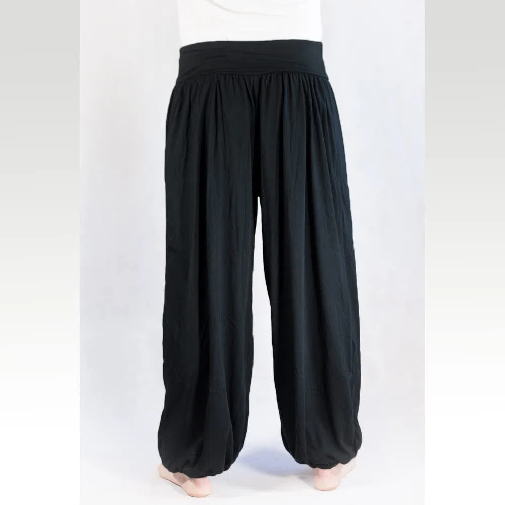 Savari | Pantalón Bombacho con Bolsillos | Modelo Aladin | Pantalones Harem | Estilo Oriental, Ancho, Largo y Cómodo | Ideal para Yoga | Unisex | Negro, Blanco, Azul, Gris, Vino |S-3XL |Tallas Grandes