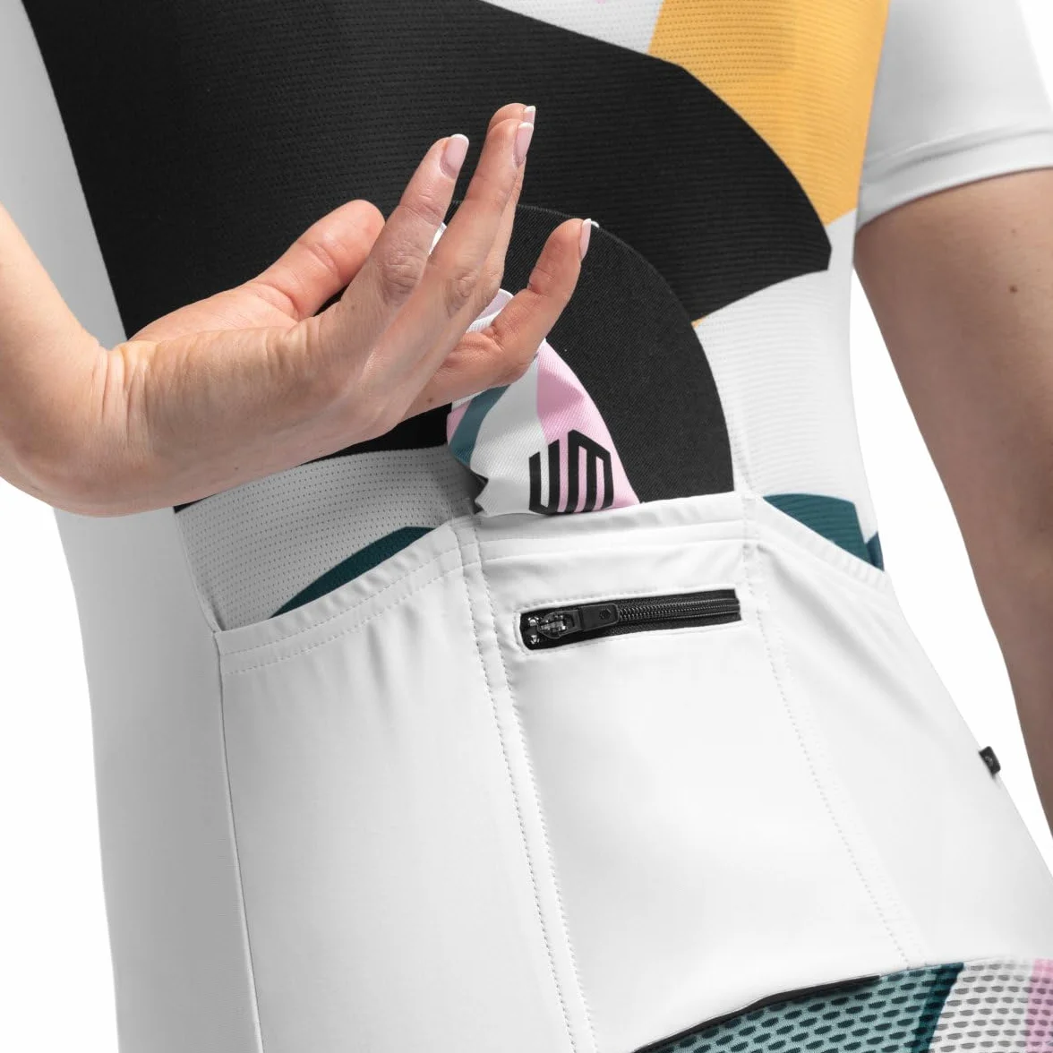 SIROKO - Maillot de Ciclismo para Mujer M2 Pinerolo - XL - Blanco/Verde Ceniza/Rosa Chicle